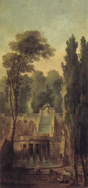 ROBERT, Hubert Landscape with Terrace and Cascade France oil painting art